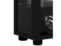 ebuy24 Lumo Mini Vitrinenschrank mit LED-Licht 8 Glasböden Schwarz
