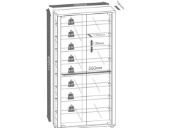 ebuy24 LumoMaxi Vitrinenschrank mit Spiegel 2 Glastüren Nussbaum Dekor