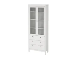 ebuy24 Madrid Vitrinenschrank 2 Glastüren 3 Schubladen Weiß