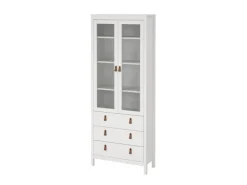 ebuy24 Madrid Vitrinenschrank 2 Glastüren 3 Schubladen Weiß