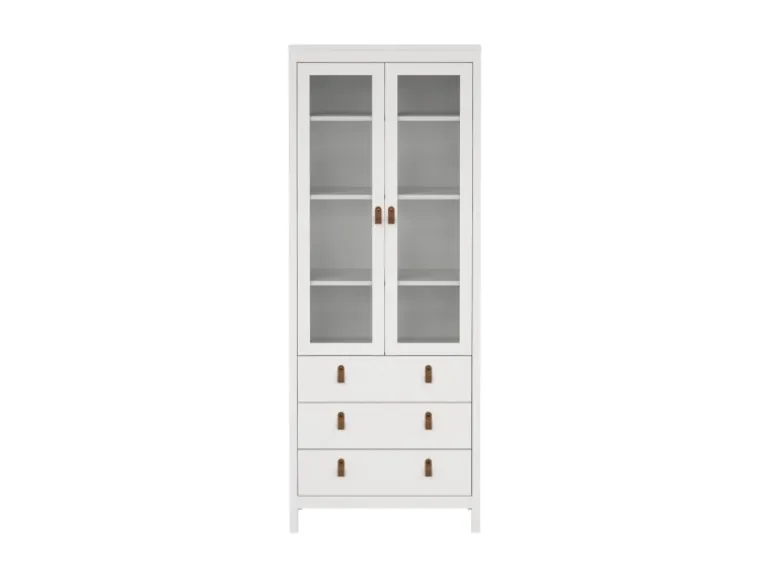 ebuy24 Madrid Vitrinenschrank 2 Glastüren 3 Schubladen Weiß