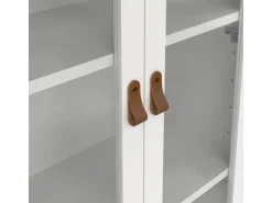 ebuy24 Madrid Vitrinenschrank 2 Glastüren 3 Schubladen Weiß