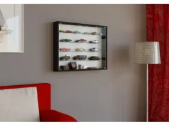 ebuy24 Mandosa L Vitrinenschrank an der Wand Montierte 2 Glastüren Schwarz