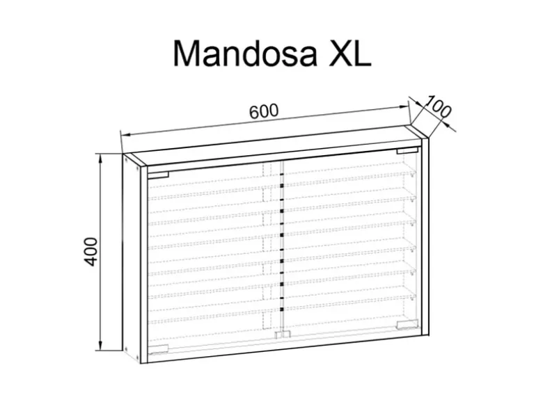ebuy24 MandosaXL Glasvitrinen Wandhängend 2 Glastüren Weiß