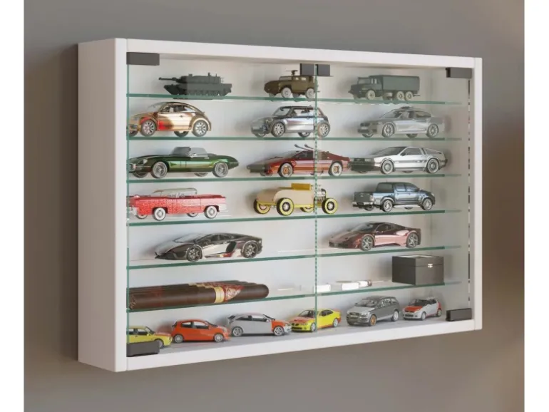 ebuy24 MandosaXL Glasvitrinen Wandhängend 2 Glastüren Weiß