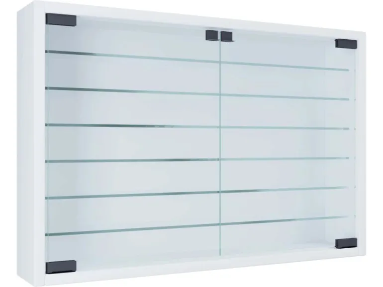 ebuy24 MandosaXL Glasvitrinen Wandhängend 2 Glastüren Weiß
