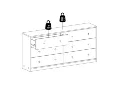 ebuy24 Maria Kommode Breit mit 6 Schubladen Schwarz