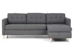ebuy24 Marino Sofa Chaiselongsofa Rechts oder Links Gewendet in HellGrauen Stoff mit Holzbeinen