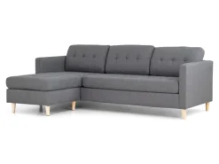 ebuy24 Marino Sofa Chaiselongsofa Rechts oder Links Gewendet in HellGrauen Stoff mit Holzbeinen
