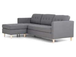 ebuy24 Marino Sofa Chaiselongsofa Rechts oder Links Gewendet in HellGrauen Stoff mit Holzbeinen