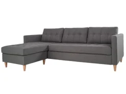 ebuy24 Marino Sofa Chaiselongsofa Rechts oder Links Gewendet in HellGrauen Stoff mit Holzbeinen
