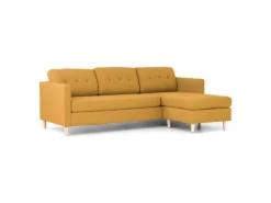 ebuy24 Marino Sofa Chaiselongsofa Rechts oder Links Gewendet in Stoff Currygelb mit Holzbeinen