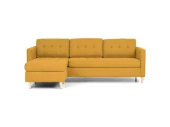 ebuy24 Marino Sofa Chaiselongsofa Rechts oder Links Gewendet in Stoff Currygelb mit Holzbeinen
