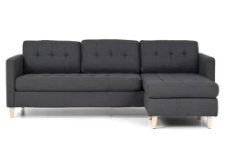 ebuy24 Marino Sofa Chaiselongsofa Rechts oder Links Gewendet in DunkelGrauen Stoff mit Holzbeinen