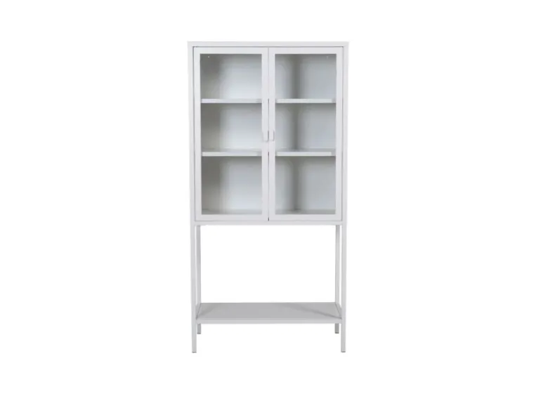 ebuy24 Misha Vitrinenschrank 2 Türen 4 Ablagen Weiss