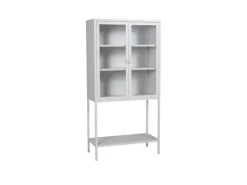 ebuy24 Misha Vitrinenschrank 2 Türen 4 Ablagen Weiss