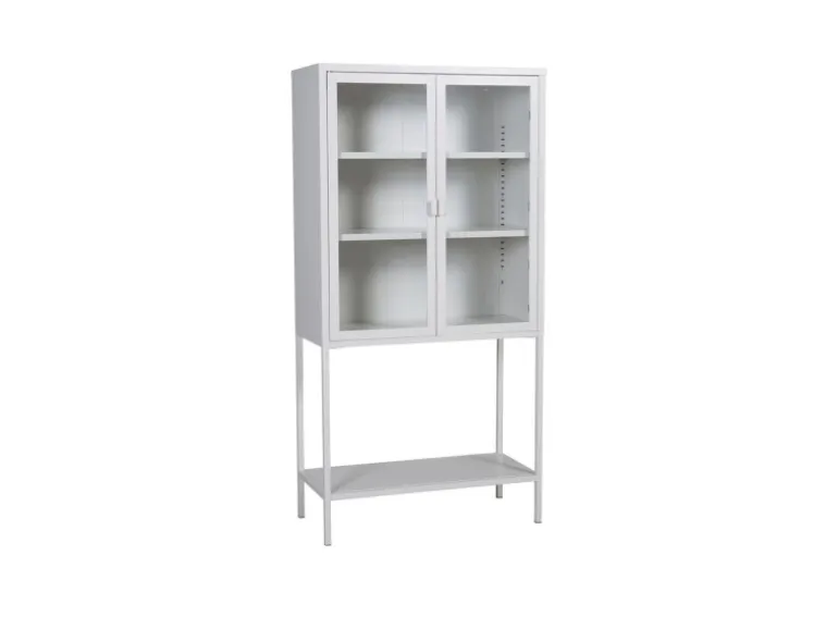 ebuy24 Misha Vitrinenschrank 2 Türen 4 Ablagen Weiss