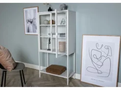 ebuy24 Misha Vitrinenschrank 2 Türen 4 Ablagen Weiss