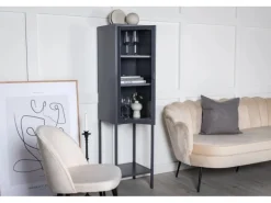 ebuy24 Misha Vitrinenschrank 1 Tür 4 Ablagen Grau