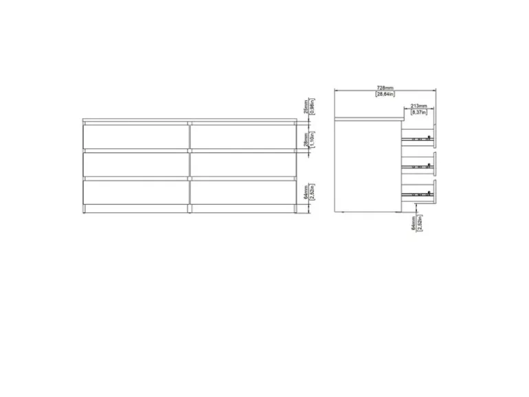 ebuy24 Naia Kommode 6 Schubladen Matt Schwarz