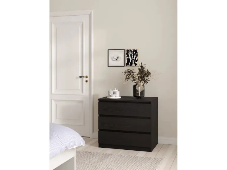 ebuy24 Naia Kommode 3 Schubladen Schwarze Struktur