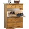 ebuy24 Nelly Schuhschrank 2 Klaptüren 2 Schubladen Kiefer Gebeitzt
