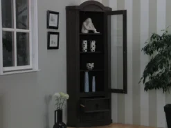 ebuy24 New Mexico Eckschrank mit 1 Glastür und 2 Schubladen Kolonial Gebeizt Gewachst