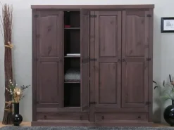 ebuy24 New Mexico Kleiderschrank 4-trg mit 2 Schubladen Gebeitzt Wachs