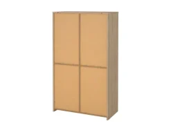 ebuy24 Next Vitrinenschrank 3 Türen 2 Schubladen 1 Ablage Eichen-Dekor Weiß Hochglanz