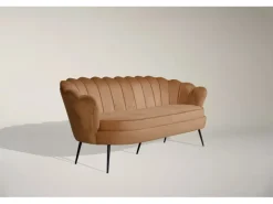 ebuy24 Nice Sofa 3 Personen Velour Cognac Farben