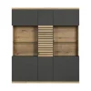 ebuy24 Norris1 Vitrinenschrank Grau Eiche Dekor