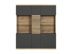 ebuy24 Norris1 Vitrinenschrank Grau Eiche Dekor