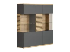 ebuy24 Norris1 Vitrinenschrank Grau Eiche Dekor