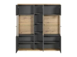 ebuy24 Norris1 Vitrinenschrank Grau Eiche Dekor