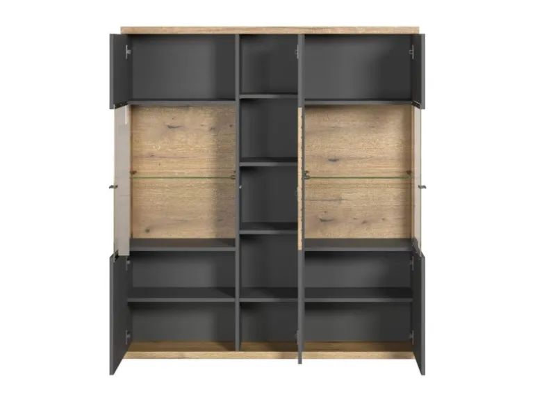 ebuy24 Norris1 Vitrinenschrank Grau Eiche Dekor