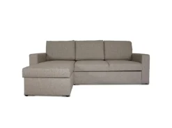 ebuy24 Odin Schlafsofa Ecksofa mit Aufbewahrung Rechts oder Links Gewendet Grau Sandfarben