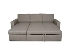 ebuy24 Odin Schlafsofa Ecksofa mit Aufbewahrung Rechts oder Links Gewendet Grau Sandfarben