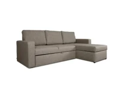 ebuy24 Odin Schlafsofa Ecksofa mit Aufbewahrung Rechts oder Links Gewendet Grau Sandfarben