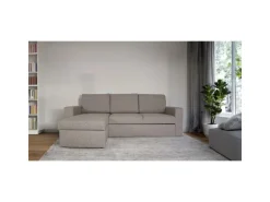 ebuy24 Odin Schlafsofa Ecksofa mit Aufbewahrung Rechts oder Links Gewendet Grau Sandfarben