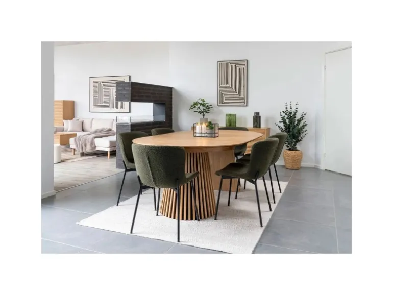 ebuy24 Osaka Esstisch inkl 2 Zusatzplatten Ø120x120-160-200cm Eiche Furnier