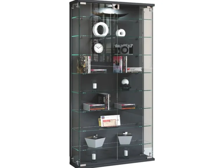 ebuy24 RelasL Vitrinenschrank Wandhängend 2 Türen Anthrazit