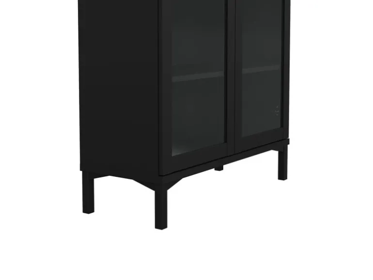 ebuy24 Roma Vitrinenschrank 2 Türen Matt Schwarz