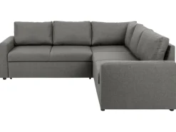 ebuy24 Sacramento Ecksofa Versteckte Aufbewahrung und Ausziehbares Bett HellGrau