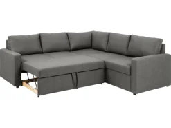 ebuy24 Sacramento Ecksofa Versteckte Aufbewahrung und Ausziehbares Bett HellGrau