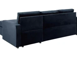 ebuy24 Sacramento Schlafsofa Chaiselong Wendbar Versteckte Aufbewahrung und Ausziehbares Bett Dunkelblau
