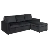 ebuy24 Sacramento Schlafsofa Chaiselong Wendbar Versteckte Aufbewahrung und Ausziehbares Bett AntracitGrau
