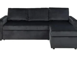 ebuy24 Sacramento Schlafsofa Chaiselong Wendbar Versteckte Aufbewahrung und Ausziehbares Bett AntracitGrau