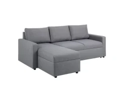 ebuy24 Sander Schlafsofa mit Ottomane Aufbewahrung und Auszug Hellgrau