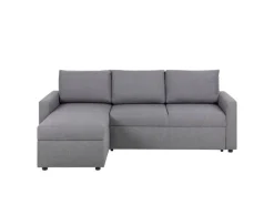 ebuy24 Sander Schlafsofa mit Ottomane Aufbewahrung und Auszug Hellgrau