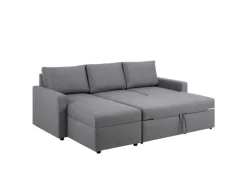 ebuy24 Sander Schlafsofa mit Ottomane Aufbewahrung und Auszug Hellgrau